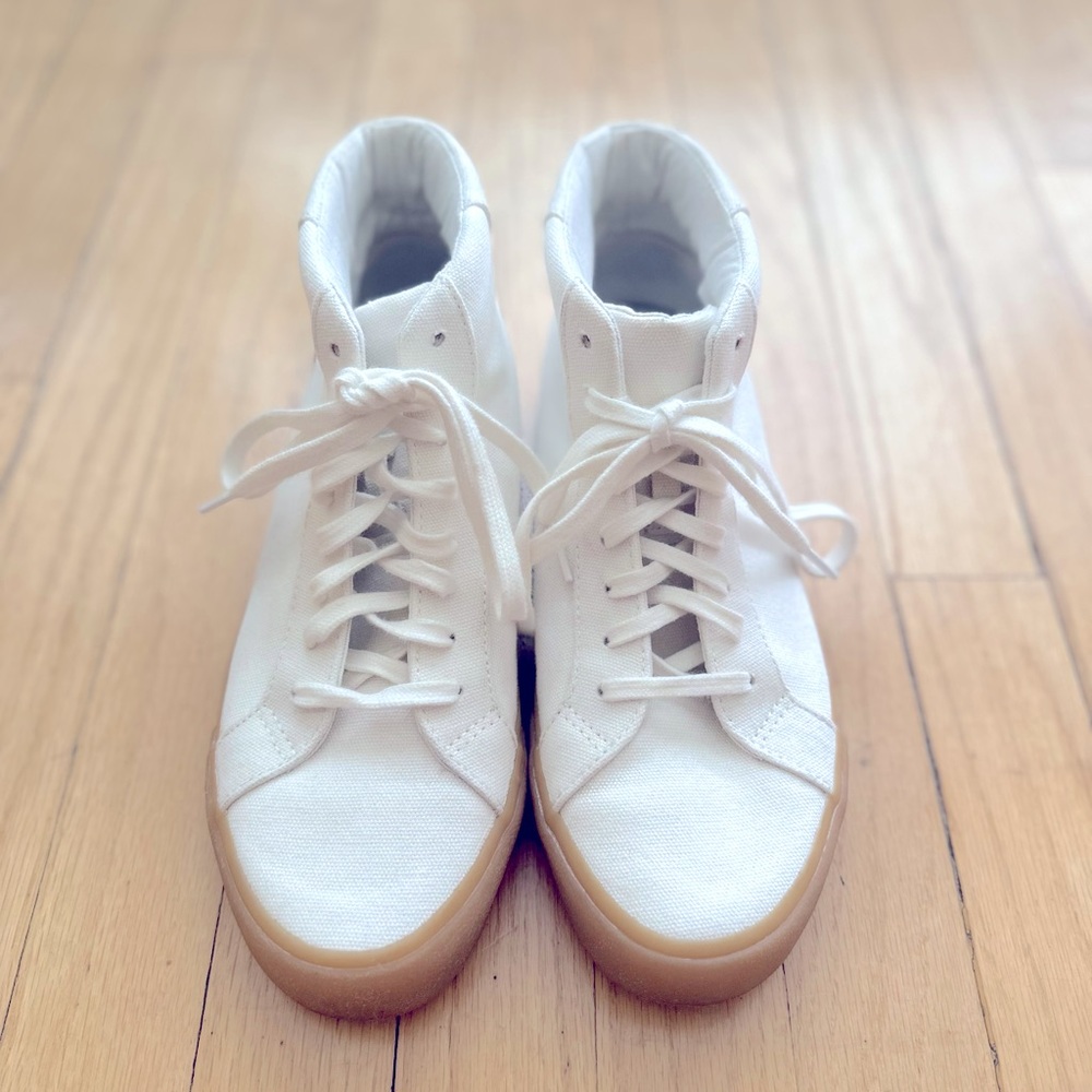 Madewell Sidewalk High Top Sneakers (White/Off-White, 8.5)
